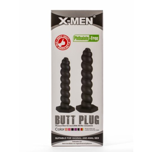 X-Men 9.45" Butt Plug Silicone Black M Fenékdugó